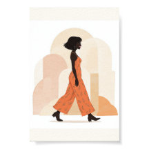 Minimalist Walking Woman Terracotta Poster
