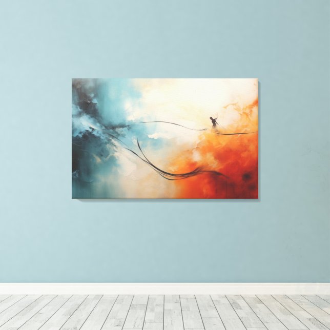 Minimalist Wall Art Light Red Navy Blue Elegant (Insitu(Wood Floor))