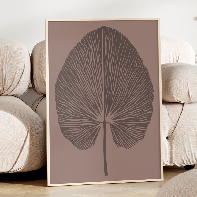 Minimalist Warm Mocha Brown Botanical Block Print (Creator Uploaded)