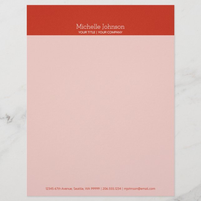 Minimalist Warm Red Grainy Texture Custom Letterhead (Front)