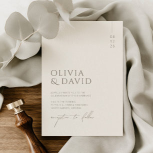 Minimalist Warm Taupe and Ivory Wedding Invitation