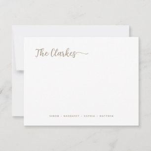 Minimalist Warm Taupe Family Stationery  Card