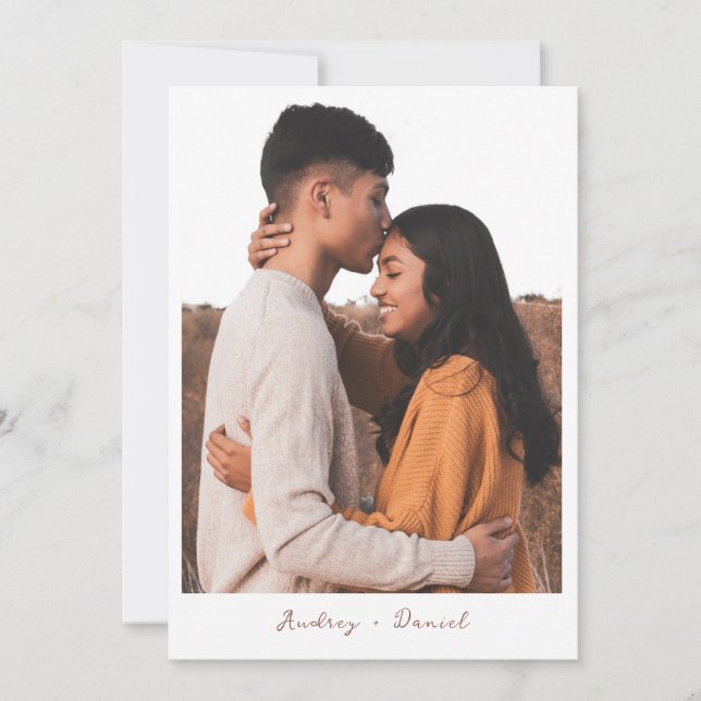 Minimalist Warm Terracotta Boho Photo Wedding Invitation (Front)