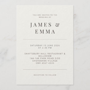 Minimalist Warm White Invitation