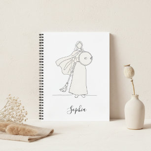 Minimalist Warrior Mum Line Art Notebook