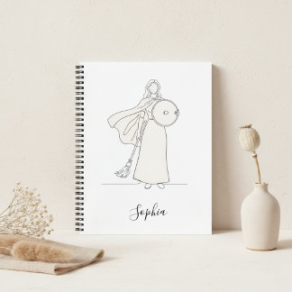 Minimalist Warrior Mum Line Art Notebook