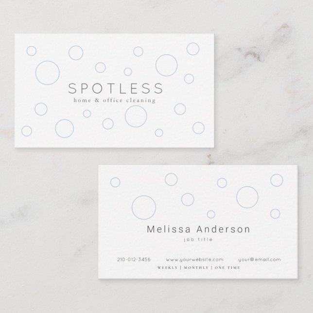 Minimalist Water Bubbles Cleaning Service Maid Business Card (Front/Back)