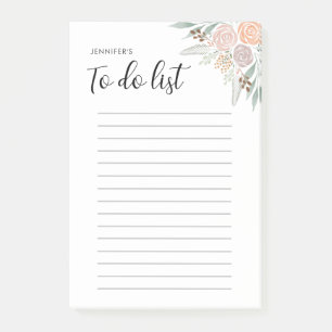 Minimalist Watercolor Blush Pink Floral  Post-it Notes