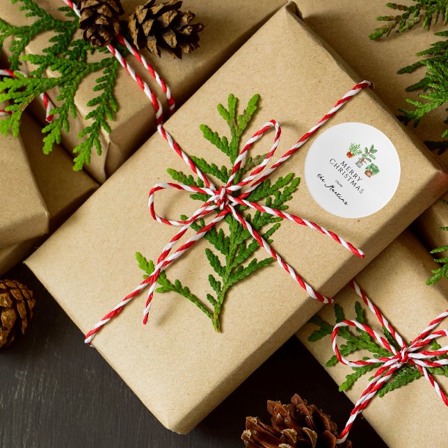 Minimalist Watercolor Botanical Greenery Classic Round Sticker (Creator Uploaded)