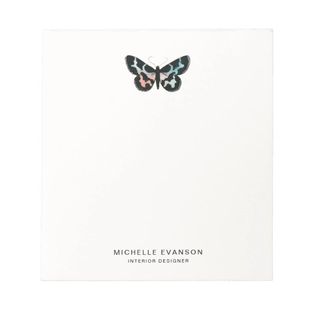 Minimalist Watercolor Butterfly Logo Notepad (Front)
