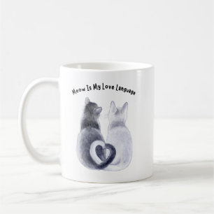Minimalist Watercolor Cats Heart Tail Best Friends Coffee Mug