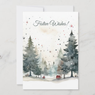 Minimalist Watercolor Christmas SeasonHoliday Card