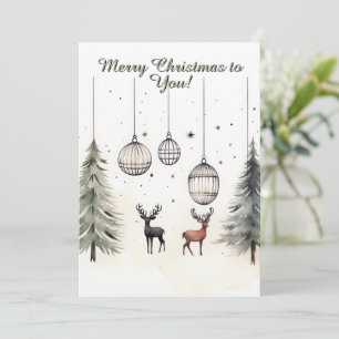 Minimalist Watercolor Christmas SeasonHoliday Card
