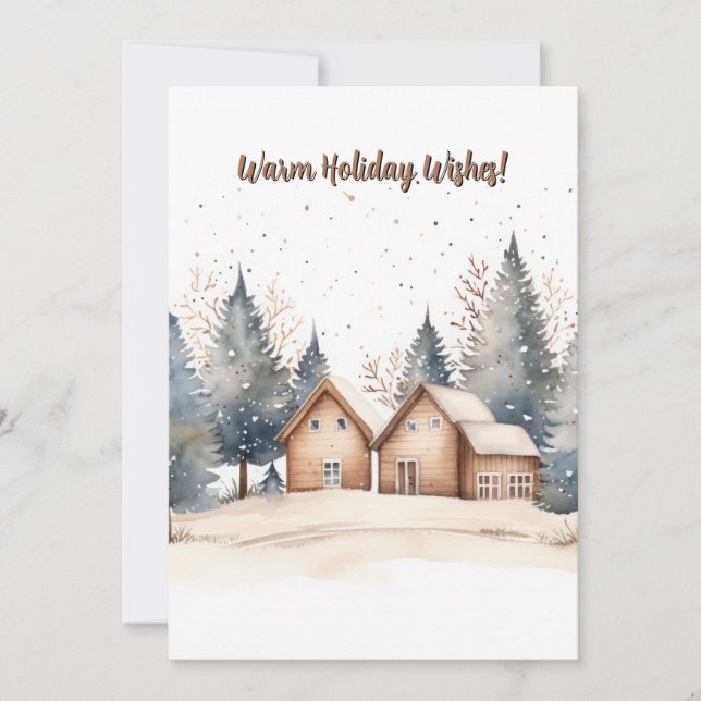 Minimalist Watercolor Christmas SeasonHoliday Card (Front)