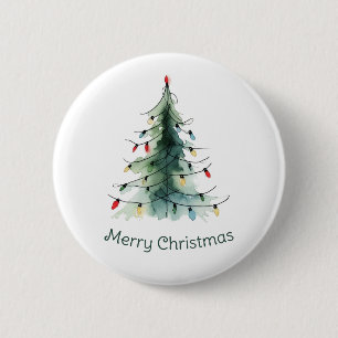 Minimalist Watercolor Christmas Tree 6 Cm Round Badge