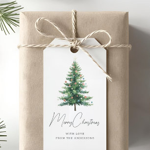 Minimalist Watercolor Christmas Tree Gift Tags