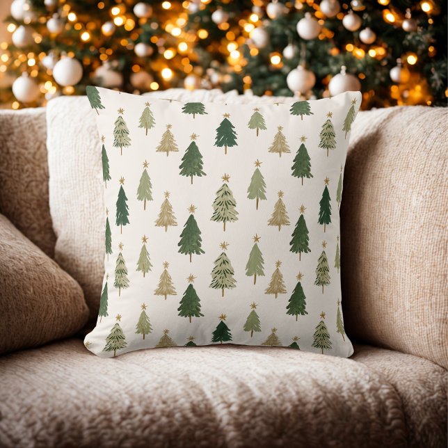Minimalist Watercolor Christmas Tree Pillow (Creator Uploaded)