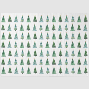 Minimalist Watercolor Christmas Trees Tissue Paper