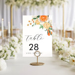 Minimalist Watercolor Citrus Floral Wedding    Table Number<br><div class="desc">This stylish table number would be a great addition to your wedding celebration. Easily add your own details by clicking on the "personalise" option.</div>