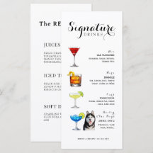 Minimalist Watercolor Cocktail Signature Drink