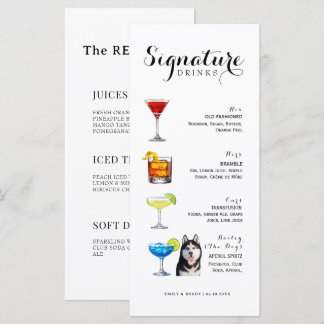 Minimalist Watercolor Cocktail Signature Drink Menu