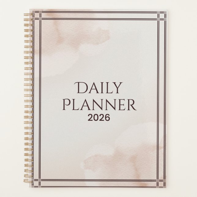 Minimalist Watercolor "Daily Planner 2026" (Front)