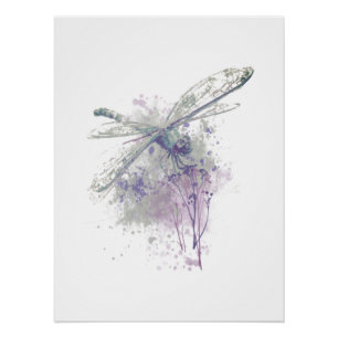 Minimalist Watercolor Dragonfly Farmhouse Print