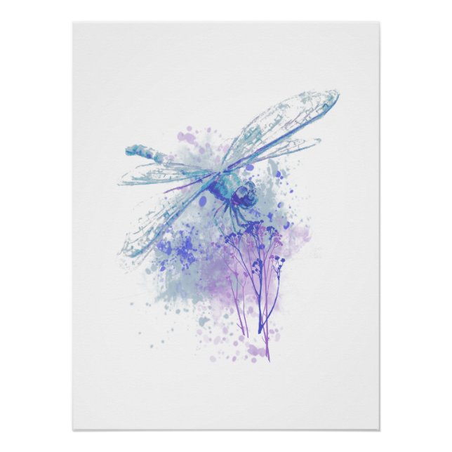 Minimalist Watercolor Dragonfly Farmhouse Print (Front)