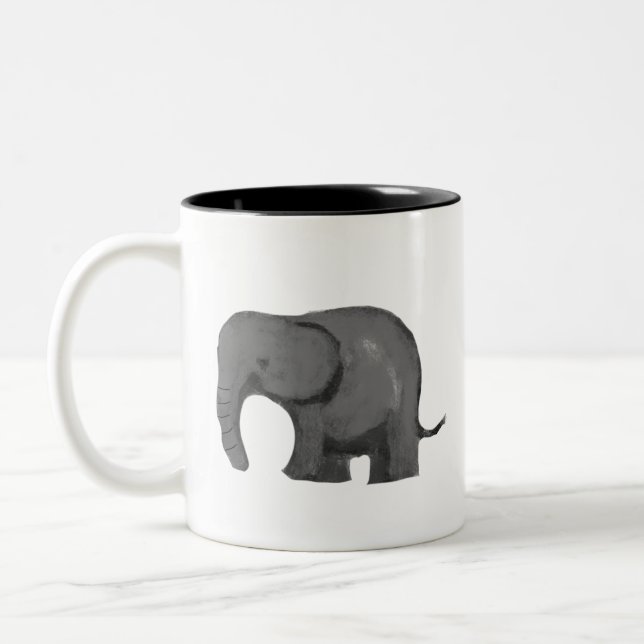 Minimalist Watercolor Elephant Two-Tone Coffee Mug (Left)