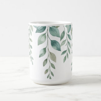 Minimalist Watercolor Eucalyptus Cascading Monogra Coffee Mug