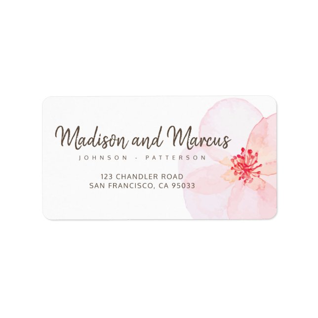 Minimalist + Watercolor Floral Address Label (Front)