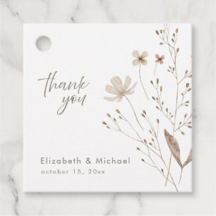 Minimalist Watercolor Floral Wedding Favor Tag