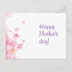 Minimalist watercolor flower mothers wish Postcard