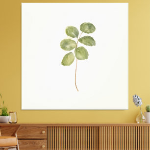 Minimalist Watercolor Green Round Leaves Canvas Print