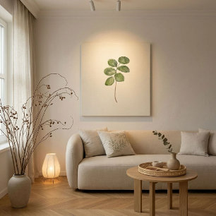 Minimalist Watercolor Green Round Leaves Canvas Print