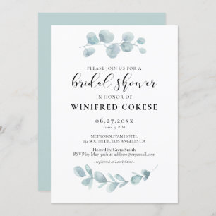 Minimalist watercolor greenery Bridal shower Invitation