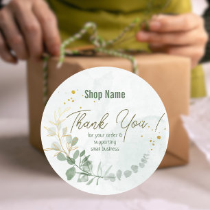 Minimalist Watercolor Greenery Eucalyptus Classic Round Sticker