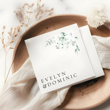 Minimalist Watercolor Greenery Foliage Wedding 