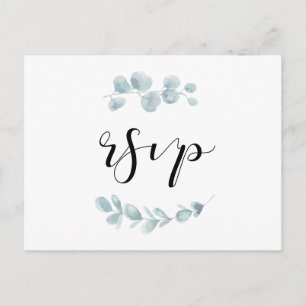 Minimalist watercolor greenery RSVP Postcard