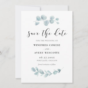 Minimalist watercolor greenery save the date