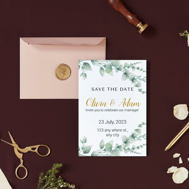 Minimalist Watercolor Greenery Wedding Invitation (Creator Uploaded)