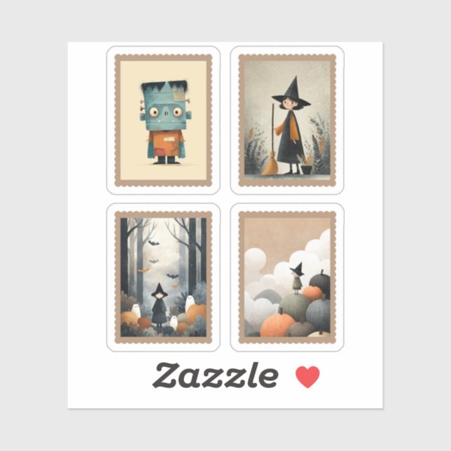 Minimalist Watercolor Halloween Stamps (Sheet)