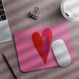 Minimalist watercolor heart mouse mat