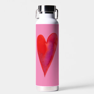 Minimalist watercolor heart  water bottle