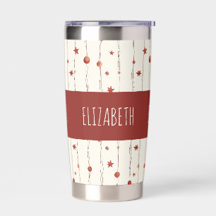 Minimalist Watercolor Holiday Stars & Baubles Insulated Tumbler