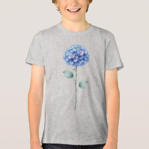 Minimalist Watercolor Hydrangea Floral Design Tri-Blend Shirt
