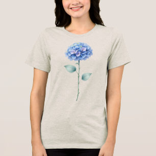 Minimalist Watercolor Hydrangea Floral Design Tri-Blend Shirt