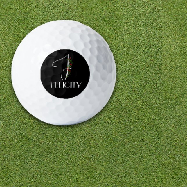 Minimalist watercolor monogram F Teacher Golf Balls (Creator Uploaded)