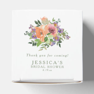 Minimalist Watercolor Orange Floral Bridal Shower Favour Box