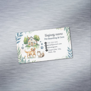 Minimalist Watercolor Pet Boarding Customisable Magnetic Business Card